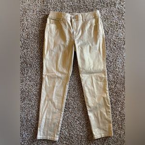 Chico’s Platinum Denim Metallic Gold Jeans